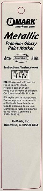 U-Mark Metallic Premium Glossy Paint Marker 10ml 2/Pkg-Silver & Gold - 10110DMB