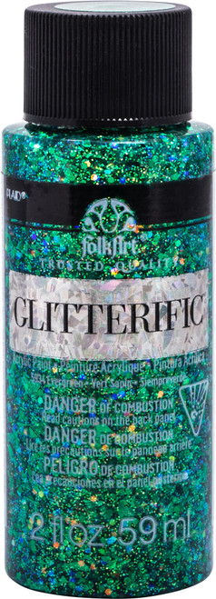 3 Pack FolkArt Glitterific Glitter Paint 2oz-Evergreen GL-5934 - 028995059346