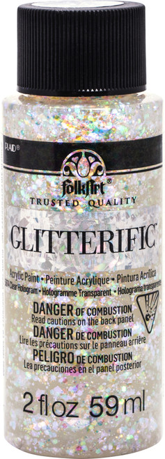 3 Pack FolkArt Glitterific Glitter Paint 2oz-Hologram Clear GL-5874 - 028995058745