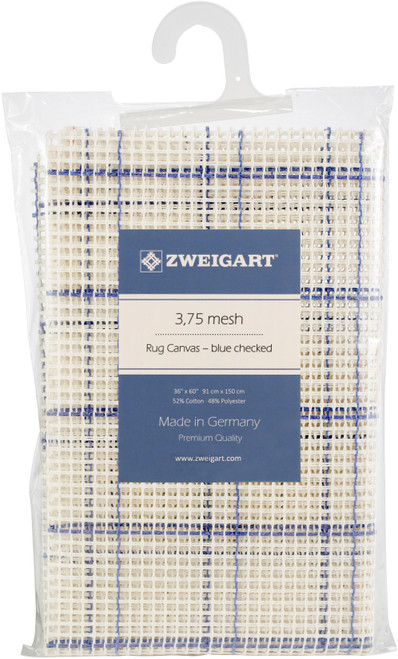 Zweigart Rug Canvas 36"X60" 3.75 Mesh-36"X60" Blue Checked - 1136146B - 4025421814063