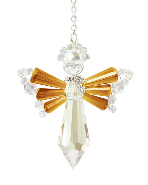 2 Pack Solid Oak Birthstone Angel Crystal Suncatcher Ornament Kit-November/Topaz BSA-011