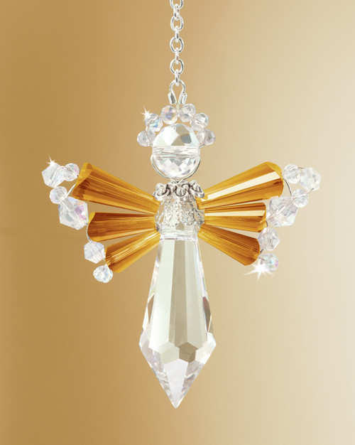 Solid Oak Birthstone Angel Crystal Suncatcher Ornament Kit-November/Topaz - BSA-011 Solid Oak Birthstone Angel Crystal Suncatcher Ornament Kit-November/Topaz - BSA-011