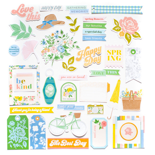 Pinkfresh Cardstock Die-Cuts Ephemera Pack-Flower Market PFFM5523