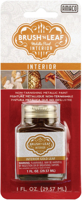 Amaco Brush 'n Leaf Interior Metallic Paint 1oz-Gold - 76630K - 039672766303