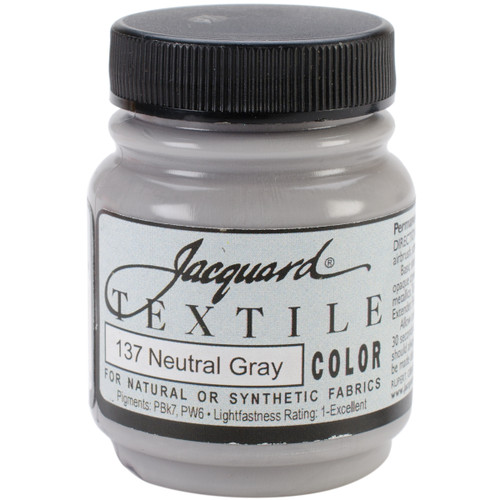 3 Pack Jacquard Textile Color Fabric Paint 2.25oz-Neutral Gray TEXTILE-1137 - 743772027850