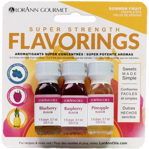 LorAnn Candy & Baking Flavoring .125oz 3/Pkg-Summer Fruit-Blueberry/Raspberry/Pineapl - 45TRI-4570 - 023535996211