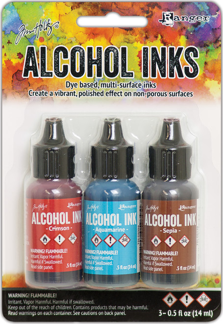 Tim Holtz Alcohol Ink .5oz 3/Pkg-Rodeo-Crimson/Aquamarine/Sepia TAK-58755 - 789541058755