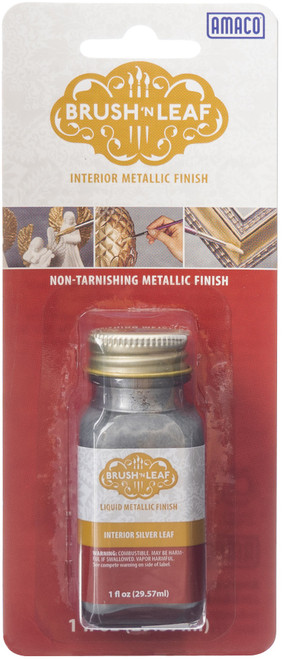 Amaco Brush 'n Leaf Interior Metallic Paint 1oz-Silver - 76632M - 039672766327