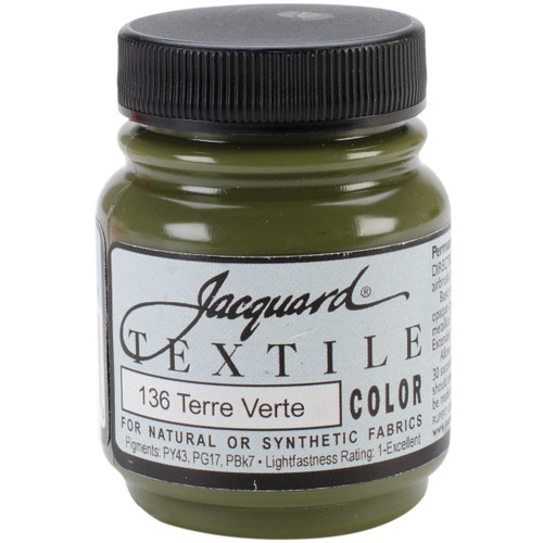 Jacquard Textile Color Fabric Paint 2.25oz-Terre Verte TEXTILE-1136 - 743772027843