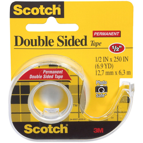 6 Pack - Scotch Permanent Double-Sided Tape-.5"X250" - 136-3M - 021200010323