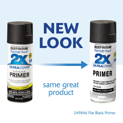 Painter's Touch 2X Spray Primer, Flat Black, 12-oz. - 249846