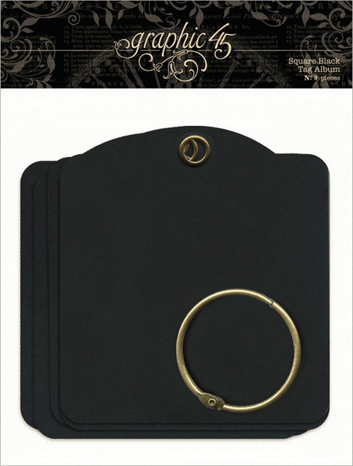 Graphic 45 Staples Square Tag Album 4.5"X5"-Black - G4501283 - 818695016608