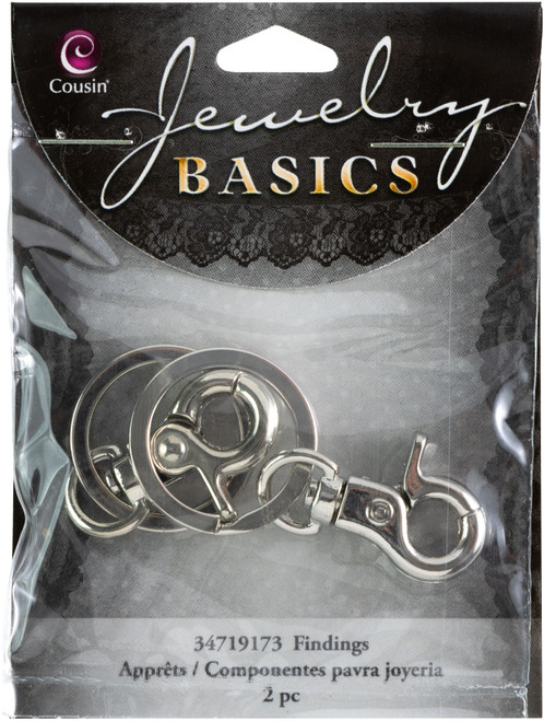 CousinDIY Jewelry Basics Large Keyring W/Lobster 2/Pkg-Silver - 34719173 - 016321068308