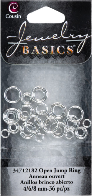 CousinDIY Jewelry Basics Metal Findings-Bright Silver Jump Rings 4,6,8mm 36/Pkg - JBF-12182 - 016321090095