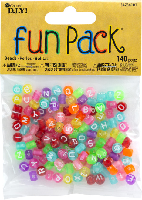 6 Pack - CousinDIY Fun Pack Acrylic Alphabet Beads-Round Transparent 140/Pkg - A50026NR-34101 - 016321082748