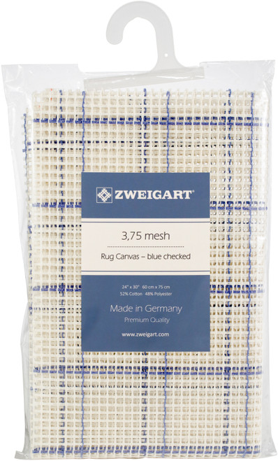 Zweigart Rug Canvas 24"X30" 3.75 Mesh-24"X30" Blue Checked - 1136146C - 4025421814070