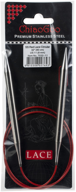 3 Pack - ChiaoGoo Red Lace Stainless Circular Knitting Needles 32"-Size 11/8mm - 7032-11 - 812208027693