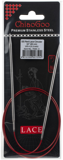 3 Pack - ChiaoGoo Red Lace Stainless Circular Knitting Needles 32"-Size 4/3.5mm - 7032-4 - 0812208027594