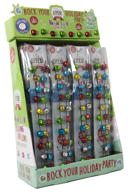 Lotsa LITES Jingle Bell Flashing Necklaces-24 Piece Assortment - XLTJB