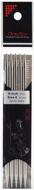 3 Pack ChiaoGoo Double Point Stainless Knitting Needles 6" 5/Pkg-Size 8/5mm 6006-8 - 0812208026108