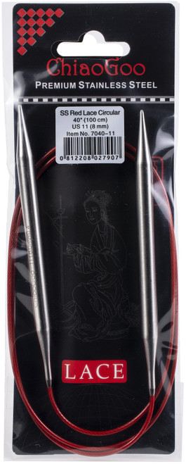 3 Pack - ChiaoGoo Red Lace Stainless Circular Knitting Needles 40"-Size 11/8mm - 7040-11 - 0812208027907