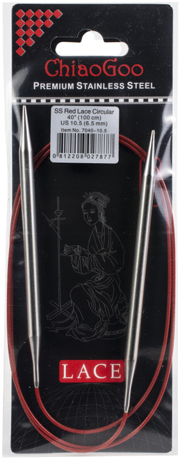 3 Pack - ChiaoGoo Red Lace Stainless Circular Knitting Needles 40"-Size 10.5/6.5mm - 7040-105 - 0812208027877
