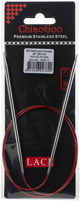 3 Pack - ChiaoGoo Red Lace Stainless Circular Knitting Needles 32"-Size 5/3.75mm - 7032-5 - 812208027600