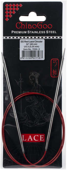 3 Pack - ChiaoGoo Red Lace Stainless Circular Knitting Needles 32"-Size 3/3.25mm - 7032-3 - 812208027587