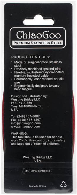 3 Pack - ChiaoGoo Red Lace Stainless Circular Knitting Needles 40"-Size 0/2mm - 7040-0 3 Pack - ChiaoGoo Red Lace Stainless Circular Knitting Needles 40"-Size 0/2mm - 7040-0