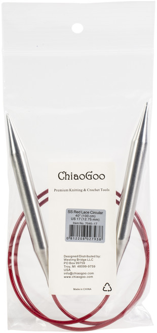 3 Pack - ChiaoGoo Red Lace Stainless Circular Knitting Needles 40"-Size 17/12.75mm - 7040-17 - 812208027938