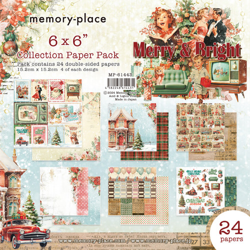 Memory Place Double-Sided Paper Pack 6"X6" 24/Pkg-Merry & Bright 5A002B9G-1GDSL - 4582248614431