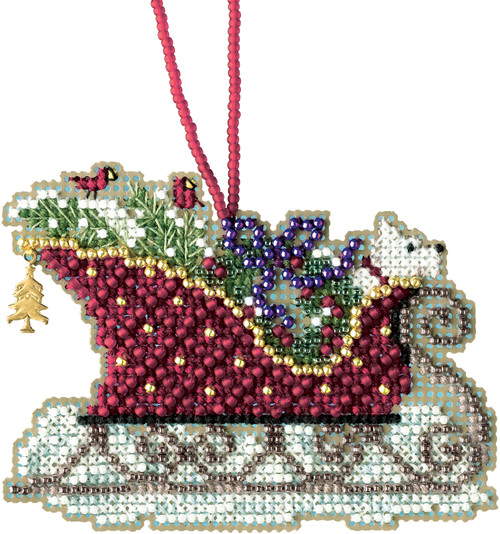 3 Pack - Mill Hill Counted Cross Stitch Kit 3.5"X2.5"-Evergreen Sleigh (14 Count) - MH161734 3 Pack - Mill Hill Counted Cross Stitch Kit 3.5"X2.5"-Evergreen Sleigh (14 Count) - MH161734