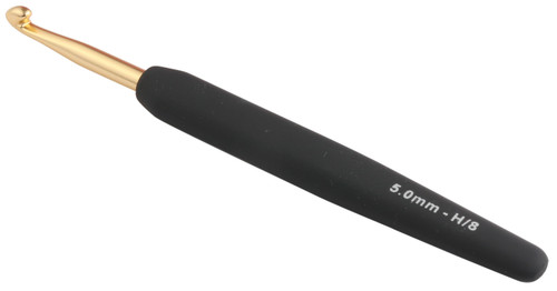 2 Pack - KnitPro Gold Aluminium Crochet Hook W/Black Handle-Size H/5.00mm - 5A0028HF-1GBJK - 8904086221057