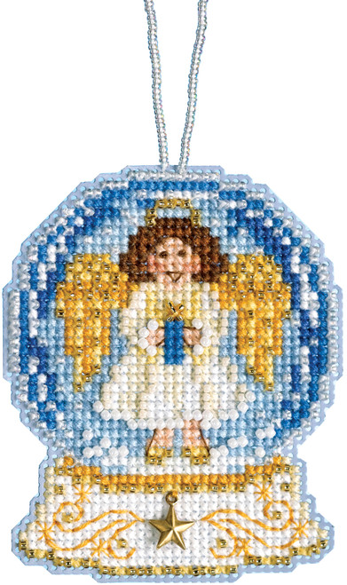 3 Pack - Mill Hill Counted Cross Stitch Ornament Kit 3.25"X2.5"-Angel Snow Globe (14 Count) - MH16-1935