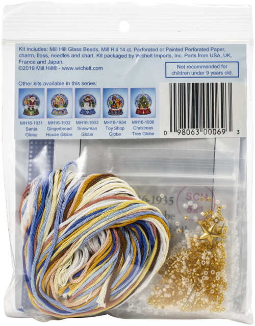 3 Pack - Mill Hill Counted Cross Stitch Ornament Kit 3.25"X2.5"-Angel Snow Globe (14 Count) - MH16-1935 3 Pack - Mill Hill Counted Cross Stitch Ornament Kit 3.25"X2.5"-Angel Snow Globe (14 Count) - MH16-1935