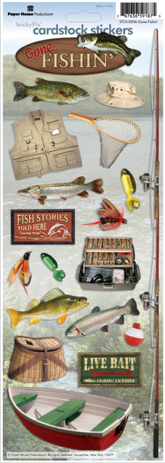 4 Pack - Paper House Cardstock Stickers 4.625"X13"-Gone Fishing - STCX0096 - 767636591875 4 Pack - Paper House Cardstock Stickers 4.625"X13"-Gone Fishing - STCX0096 - 767636591875