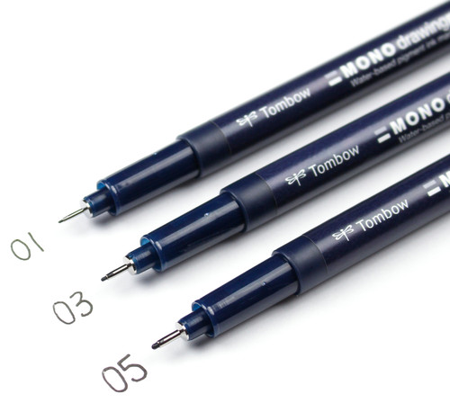 3 Pack - Tombow MONO Drawing Pens 3/Pkg-0.1mm, 0.3mm & 0.5mm Black - 66403 3 Pack - Tombow MONO Drawing Pens 3/Pkg-0.1mm, 0.3mm & 0.5mm Black - 66403