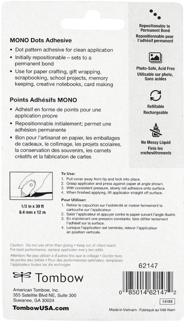 2 Pack - Mono Adhesive Dots Dispenser Permanent-.33"X39' - 62147