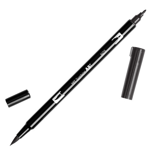 6 Pack - Tombow Dual Brush Marker Open Stock-N25 Lamp Black - DBP-56622
