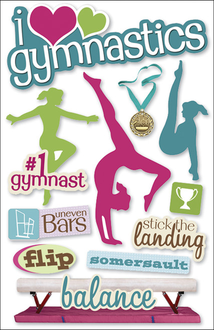 3 Pack - Paper House 3D Stickers 4.5"X7.5"-Gymnastics - STDM61E - 767636375598 3 Pack - Paper House 3D Stickers 4.5"X7.5"-Gymnastics - STDM61E - 767636375598
