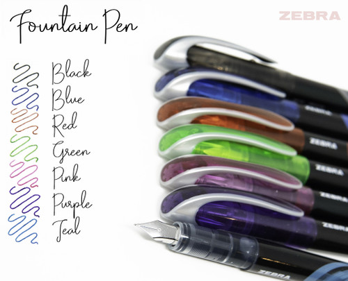Zebra Fountain Pens 7/Pkg-Assorted - 5A00219P-1G437