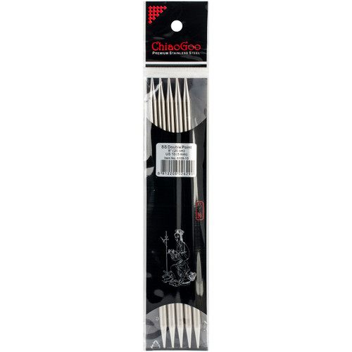 3 Pack - ChiaoGoo Double Point Stainless Knitting Needles 8" 5/Pkg-Size 10/6mm - 6008-10 - 0812208026290