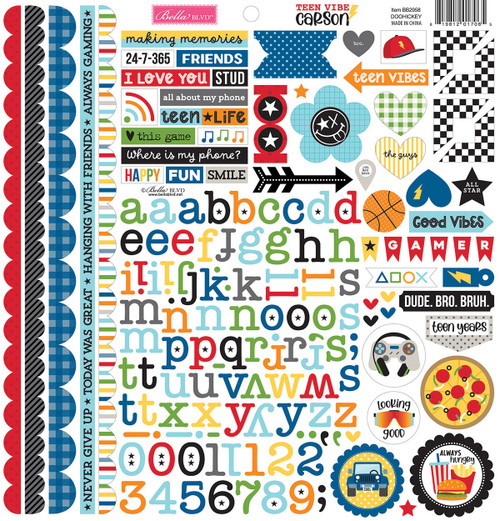 3 Pack - Teen Vibe Carson Cardstock Stickers 12"X12"-Doohickey - 5A002BNL-1GF54 - 819812017065