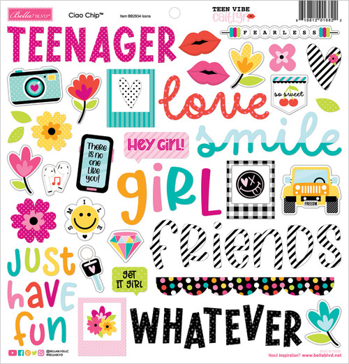 Bella Blvd Chipboard Stickers 12"X12"-Icons, Teen Vibe Caitlyn - 5A002BNQ-1GF65 - 819812016822