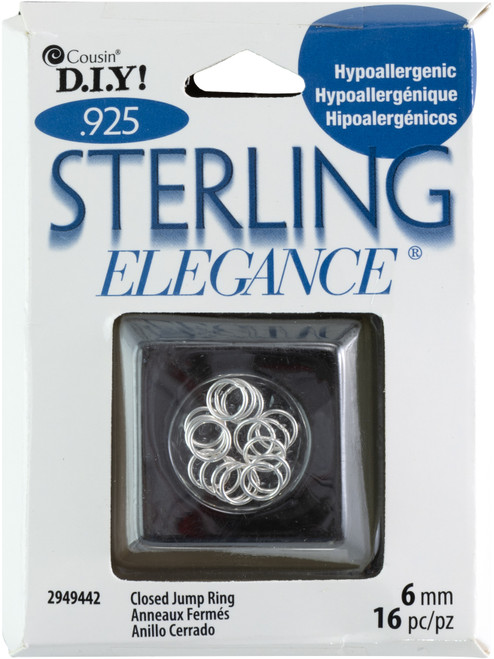 3 Pack CousinDIY Sterling Elegance 925 Silver Beads & Findings-Closed Jump Rings 6mm 16/Pkg 5A002F7F-42 - 016321490529