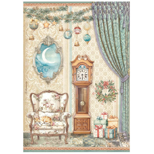 6 Pack - Stamperia Rice Paper Sheet A4-The Nutcracker Pendulum Clock And Chair - 5A0029HP-1GCV2 - 5993110036425