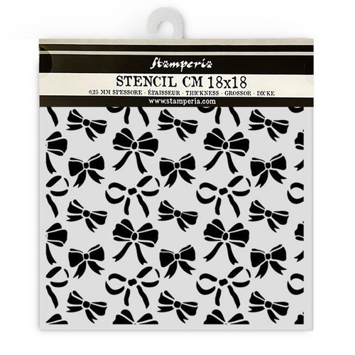 Stamperia Stencil 7"X7"-Classic Christmas Ribbons Pattern - 5A0029JF-1GCXD - 5993110037132