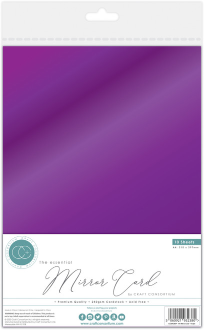 3 Pack - Craft Consortium Essential Mirror Card A4 10/Pkg-Purple - 5A002BWH-1GFDZ - 5060921932380