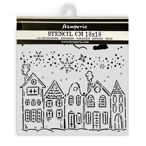 Stamperia Stencil 7"X7"-Classic Christmas Houses - 5A0029GG-1GCXP - 5993110037101
