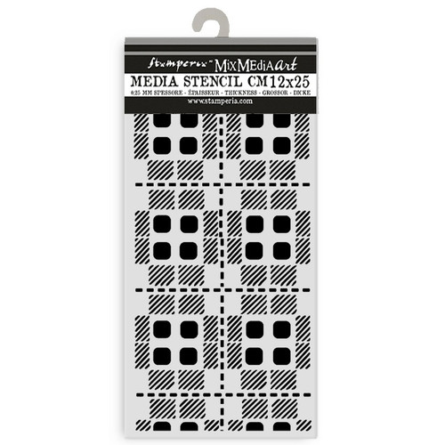 Stamperia Stencil 4.92"X9.84"-Gear Up For Christmas Fabric Pattern - 5A0029G3-1GCV3 - 5993110037026